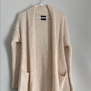 Abercrombie & Fitch Cream Open-Front Knit Cardigan